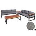 Garten-Garnitur MCW-L26, Gartenlounge Lounge-Set Sitzgruppe Sofa, Aluminium Akazie Holz MVG-zertifiziert ~ dunkelgrau