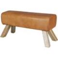 KADIMA DESIGN Sportlicher Sitzhocker, Braun, Leder, Mango-Holz, 90x30x43 cm - Modern & Stabil