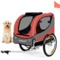 HAPPYPET Hundeanhänger für kleine bis mittelgroße Hunde, klappbar - Multifunktionaler Transporter für Hunde mit Kupplung, Luftreifen - Fahrradanhänger für Hunde, Max. 41,5 kg Orange-Rot
