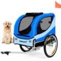 HAPPYPET Hundeanhänger für kleine bis mittelgroße Hunde, klappbar - Multifunktionaler Transporter für Hunde mit Kupplung, Luftreifen - Fahrradanhänger für Hunde, Max. 41,5 kg Blau