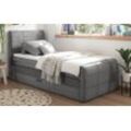 Boxspringbett Kuba 1, dark grey, 100 x 200 cm, inkl. Topper und Bettkasten