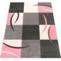 Teppich PACO HOME "Lara 235" Teppiche Gr. B/L: 240 cm x 330 cm, 16 mm, 1 St., pink Esszimmerteppiche Kurzflor, modernes Design, Pastell-Farben, mit Konturenschnitt
