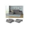 Ecksofa mit Schlaffunktion 240 x 160 cm Grau - Eckcouch Sofa Couch Schlafsofa Taschenfederkern