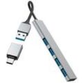 hama USB-Hub Ultra Slim 4-fach grau