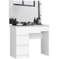 Celester-Tisch, Make-up-Tisch, Toilettentisch, mit 900x600 Spiegel, T-6 / sl, links System ohne Weiß / Weiß-Griff 4 Schubladen 1