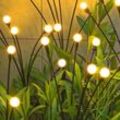 Solar Firefly Gartenlichter, 2 Stück Glühwürmchen Solarlampen für Außen Garten, Wasserdicht Solar Gartenleuchten Gartendeko für Draußen Balkon