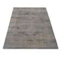 Teppich MUSTERRING "WAVE KONTURA" Teppiche Gr. B/L: 200 cm x 300 cm, 9 mm, 1 St., grau (grau, creme) Esszimmerteppiche