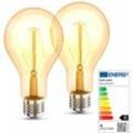 B.k.licht - 2x led Leuchtmittel Filament Vintage Industrie Lampe E27 Retro Glühbirne ST64 4W - 30