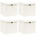 4 Stk. Aufbewahrungsboxen,Werkzeugaufbewahrung,Lagerbox mit Deckeln Weiß 32x32x32 cm Stoff CIW58010 Maisonchic