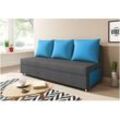 Sofa Schlafsofa inklusive Bettkasten agnes Anthrazit / Blau