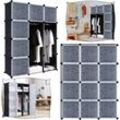 Regal Garderobe Kleiderschrank Schrank Steckregal Regalsystem Standregal diy (12 Boxen, Schwarz) - Uisebrt