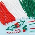 Großpackung Pfeifenreiniger in Weihnachtsfarben (100 Stück) Bastelbedarf zu Weihnachten