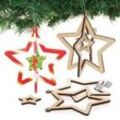 Stern Dekorationssets aus Holz (4 Stück) Bastelaktivitäten zu Weihnachten