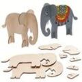 Elefanten Bastelsets aus Holz (6 Stück) Basteln mit Holz