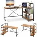 Schreibtisch mit Regalen, Computertisch L-förmig, Eckschreibtisch Bürotisch PC-Tisch Holz, Arbeitstisch Metallgestell, für Home Office, Büro,