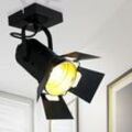 VINTAGE Decken Leuchte Dielen Studio Strahler Lampe schwarz-gold Spot verstellbar 7996ZW