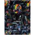 Wandbild ARTLAND "Sir Lewis Hamilton Motorsportlegende" Bilder Gr. B/H: 60 cm x 80 cm, Alu-Dibond-Druck Bilder von Männern Hochformat, 1 St., schwarz Kunstdrucke