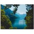 Wandbild ARTLAND "Malerwinkel Königssee- Alpen" Bilder Gr. B/H: 80 cm x 60 cm, Leinwandbild Berge, 1 St., blau Kunstdrucke
