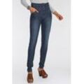 Slim-fit-Jeans ARIZONA "mit extra breitem Bund" Gr. 38, N-Gr, blau (blue, used) Damen Jeans Röhrenjeans