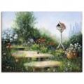 Leinwandbild ARTLAND "Lieder der Vögel" Bilder Gr. B/H: 80 cm x 60 cm, Garten Querformat, 1 St., grün Leinwandbilder