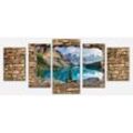 wandmotiv24 Mehrteilige Bilder 3D Moraine lake rocky mountain panorama