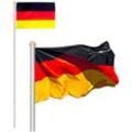 Fahnenmast Alu 6,50m inkl Seilzug inkl Deutschlandfahne Flaggenmast Mast Bodenhülse Fahnen Flagge Fahnenstange - gelb - Swanew