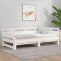 Tagesbett Ausziehbar Doppelbett Bett für Schlafzimmer Weiß Massivholz Kiefer 2x(90x200) cm DE30670