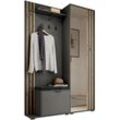 Garderobe mit Spiegel Flurgarderobe Schrank Kompaktgarderobe Dielenschrank Wandschrank Regal Diele & Flur Kleiderschrank Schuhschrank 135x197x34 cm