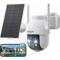 2K 3MP hd Überwachungskamera Aussen Solar 360° ptz Akku 2.4GHz wlan Farb-Nachtsicht 2-Wege-Audio Cloud/SD Storage IP65 pir - white - Iegeek