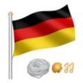 Swanew - Fahnenmast Alu Flagge Seilzug inkl Deutschlandfahne Flaggenmast Bodenhülse Fahnen Fahnenstange 6,50m inkl Mast