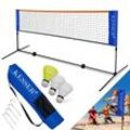 KESSER® Badmintonnetz, Tennisnetz 300cm 400cm 500 cm Federballnetz 3-Fach-Höhenverstellbar, Set bestehend aus Netz, 3x Federball, stabilem Eisen-Gestell, Transporttasche, Indoor & Outdoor