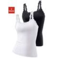 LASCANA Unterhemd (Packung, 2-St., 2er-Pack) aus elastischer Baumwolle mit zarter Spitze, Spaghettiträger-Top, schwarz|weiß