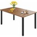 Phivilla - Gartentisch Esstisch Terrassentisch 152x92x73cm rechteckiger Outdoor-Esstisch mit teakfarbener Holzähnlicher Metall Tischplatte,