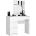 Celester-Tisch, Make-up-Tisch, Toilettentisch, mit 500x600 Spiegel, T-6 / sl, links System ohne Weiß / Weiß-Griff 4 Schubladen 1