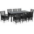 9-tlg. Garten-Essgruppe, Gartenmöbel, Sitzgruppe Gartenset Poly Rattan Schwarz LLOAQ922036 Maisonchic