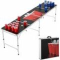 Juskys - Beer Pong Tisch Red Cup - Bier Trinkspiel Set Becher Bälle - klappbar Bierpongtisch Beerpong Bierpong Spiel - Schwarz, Rot