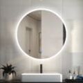 Led Spiegel Badspiegel mit Beleuchtung Badezimmer Rund Spiegel Kaltweiß 6000k Wandspiegel mit Touchschalter 60x60cm-A ohne Beschlagfrei