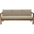 Gartensofa 3-Sitzer Massivholz und abziehbare Kissen in Taupe B190 cm AKIS