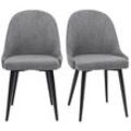Design-Stühle Stoff mit Samteffekt in Grau und schwarze Metallfüße (2er-Set) REEZ