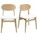 Design-Stühle in Weiß und hellem Holz aus massiver Eiche (2er-Set) VICKY