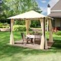 3x3m Softtop Gartenpavillon, inkl. 4 Seitenteile, champagnerfarben - (300216)