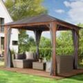 TOOLPORT 3x3 m Hardtop Gartenpavillon, inkl. 4 Seitenteile, loft grey - (300184)