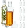 Flaschen zum Befüllen, 10er Set, leere Glasflaschen, für Likör, Öl, Saft, Schnapsflaschen, 250 ml, transparent - Relaxdays