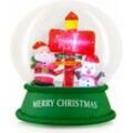 126 cm Aufblasbare Weihnachtsdekoration, Gartendekoration mit LED-Leuchte & eingebautes Gebläse, Weihnachts-Schneekugel mit Befestigungspflöcken, für