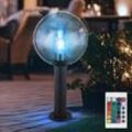 Sockelleuchte dimmbar mit Fernbedienung led Wegleuchte Außenstehlampe anthrazit Gartenlampe Stehleuchte rauchfarben, rgb Farbwechsel, Glaskugel, 8,5W