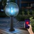 Sockelleuchte dimmbar mit Fernbedienung Smart led Wegleuchte Außenstehlampe Gartenlampe Stehleuchte rauchfarben, App- und Sprachsteuerung, rgb