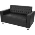 2er Sofa Pori, Couch Loungesofa, Kunstleder, Metall-Füße schwarz - black