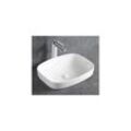 Einbauwaschbecken Aufsatzbecken KW8083 aus Keramik - 50 x 38 x 14 cm - Weiß glänzend Weiß glänzend, Mit Blende Chrom