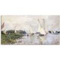 Leinwandbild ARTLAND "Regatta in Argenteuil. 1874" Bilder Gr. B/H: 100 cm x 50 cm, Gewässer, 1 St., weiß Leinwandbilder