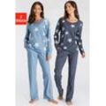 Pyjama VIVANCE DREAMS Gr. 48/50, blau (hellblau, marine, sterne) Damen Homewear-Sets Pyjamas